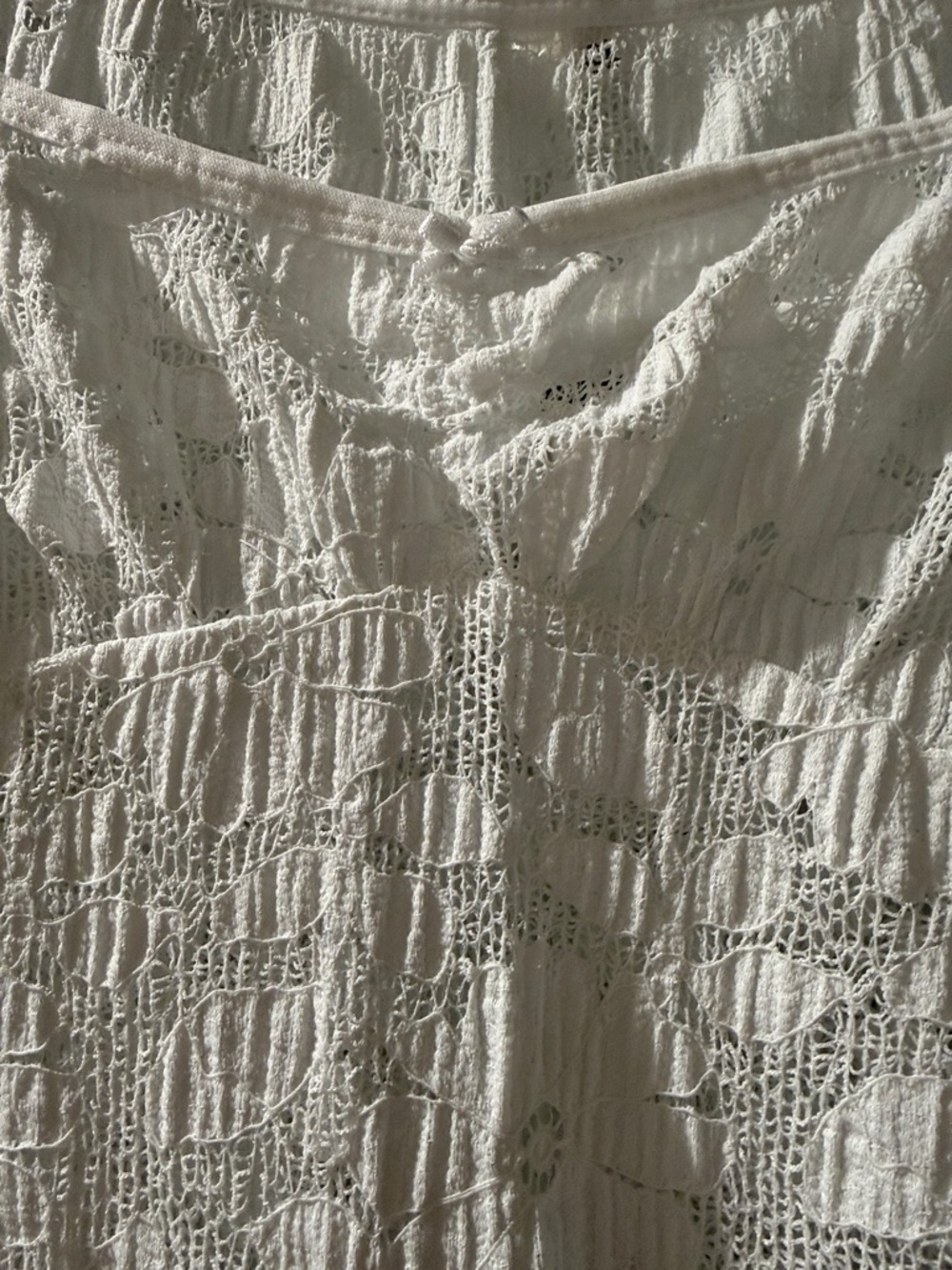 White Crochet Cold Shoulder Tank Top with matching Shorts. - Picture 3 of 6